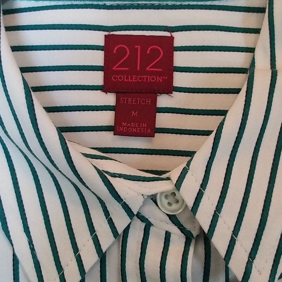 212 Collection green/white striped blouse Sz M - Picture 6 of 8